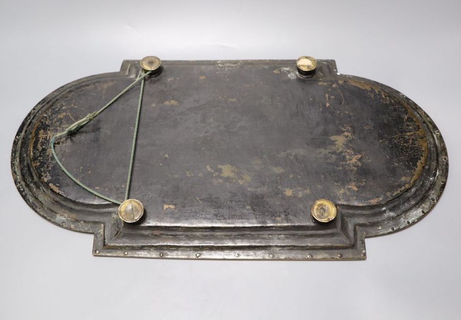 A 19th century Middle - Eastern engraved brass tray, 53cm wide